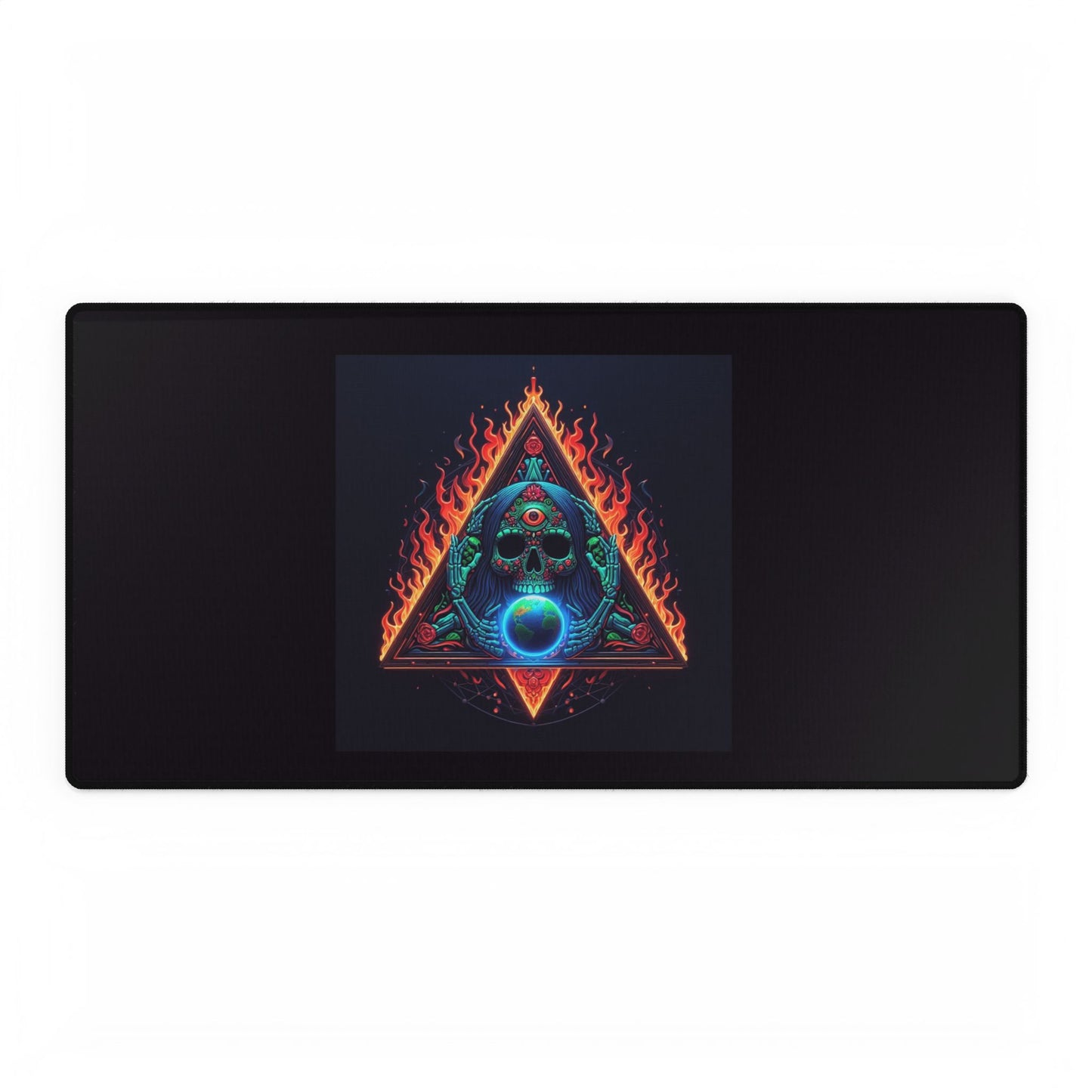 Mystical Energy Desk Mat with Triangular Skull Design