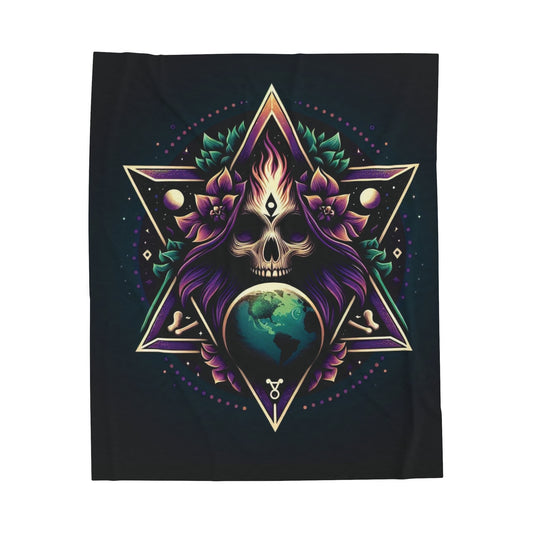 Mystical Skull Velveteen Plush Blanket - Cozy Throw for Spiritual Vibes