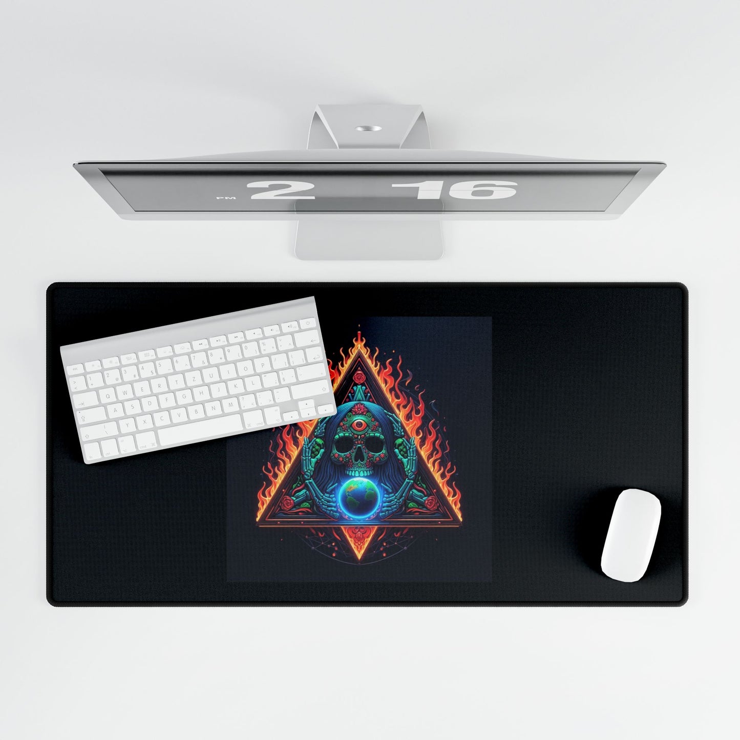 Mystical Energy Desk Mat with Triangular Skull Design